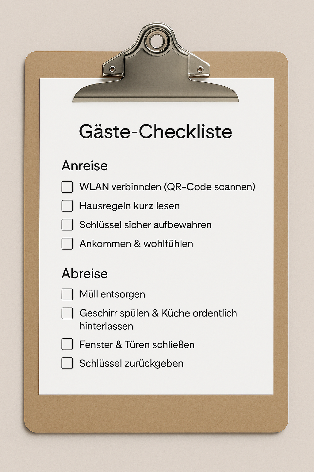 Gastgeberglück Starter-Set – Checklisten & Tools für Ferienwohnungen