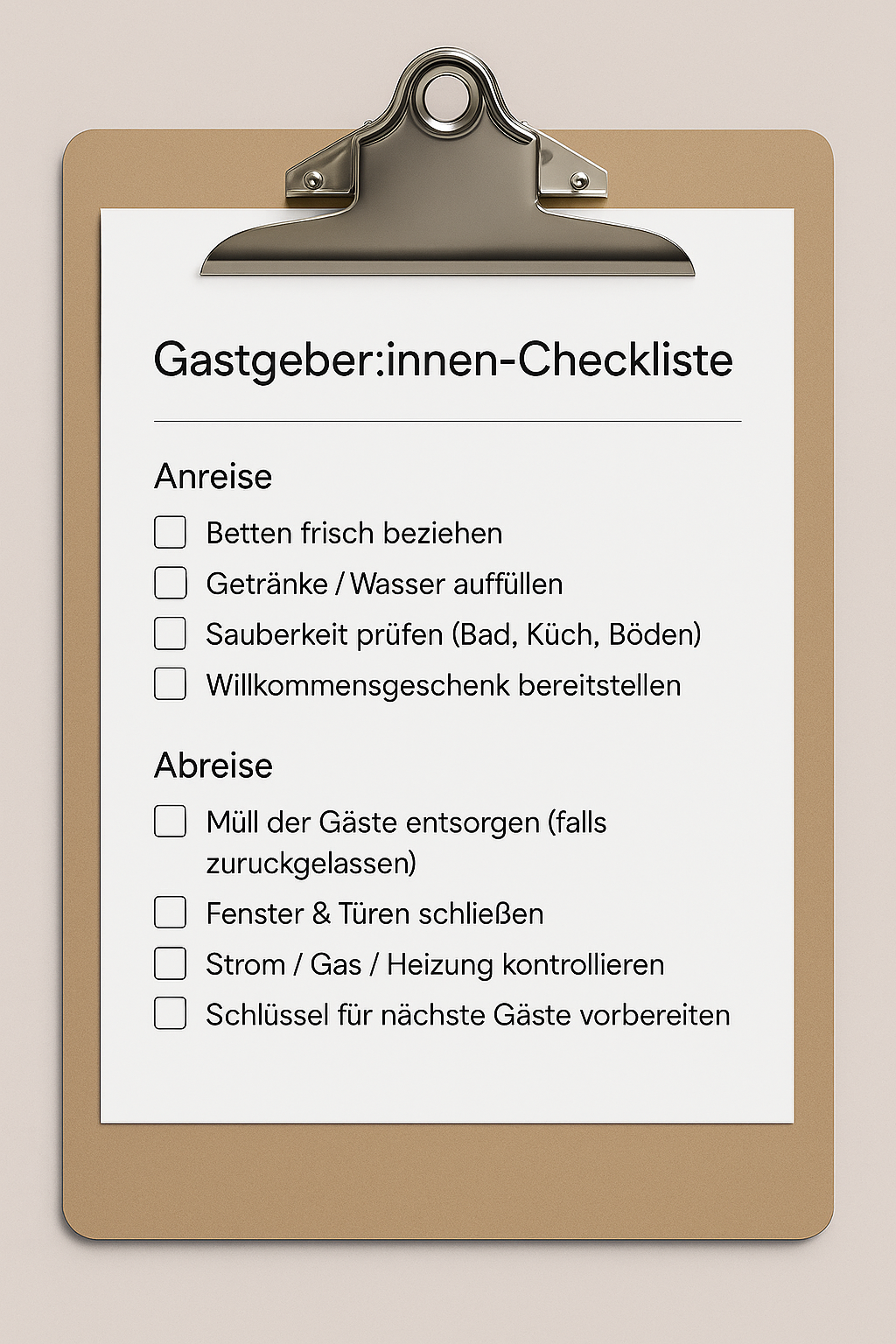 Gastgeberglück Starter-Set – Checklisten & Tools für Ferienwohnungen